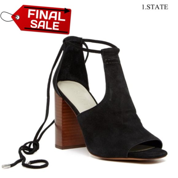 1.State Tilya Black Suede Ankle Tie Sandals - Picture 5 of 5